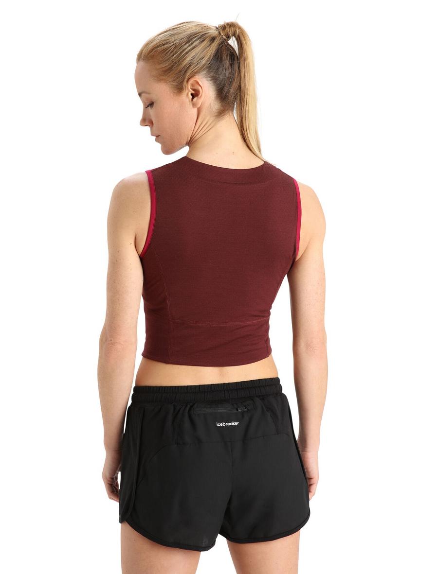 Cherry / Espresso Icebreaker ZoneKnit™ Merino Cropped Bra-Tank Women's T Shirts | AU 1573EBCX